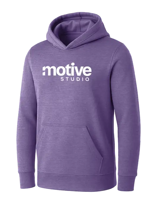 Womens Purple Heather Core Fleece Pullover Hooded Sweatshirt w/Motive Studio Logo