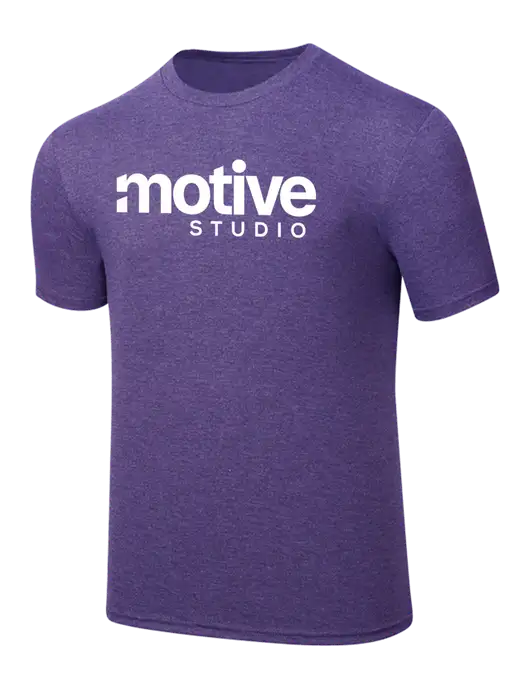 Simply Soft Purple Frost 4.5oz  Poly/Combed Ring Spun Cotton T-Shirt w/Motive Studio Logo