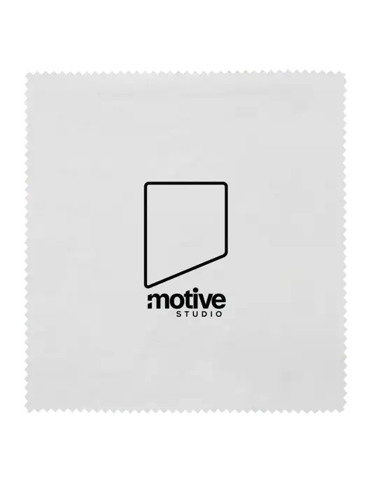 Microfiber Cleaning Cloth, 6 x 6 w/Motive Studio Logo