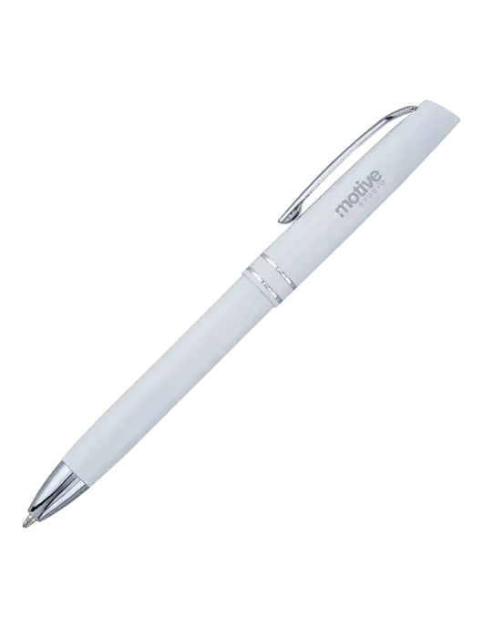 White Anguilla Black Ink Pen w/Motive Studio Logo