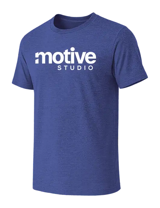 BELLA+CANVAS Heather Royal CVC Short Sleeve Tee w/Motive Studio Logo