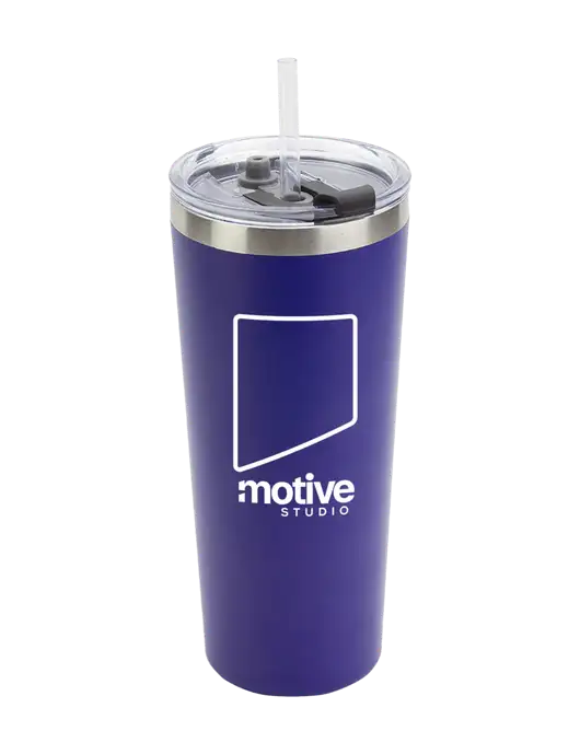 Brighton Blue 20 oz Insulated Tumbler & Straw w/Motive Studio Logo