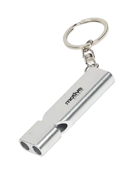 Quick Alert Silver Safety Whistle w/Motive Studio Logo