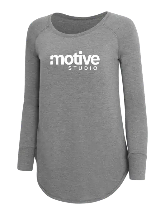 Womens Perfect Wide Collar Tunic Tri-Blend Grey Frost 4.5 oz T-Shirt w/Motive Studio Logo