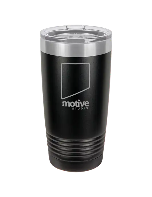 Polar Camel 20 oz Powder Coated Black Vacuum Insulated Tumbler w/Motive Studio Logo