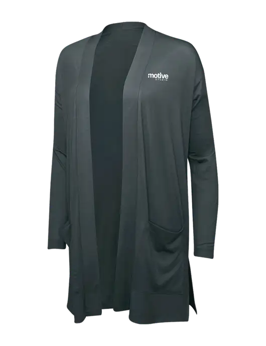 Smoke Grey Womens Concept Long Pocket Cardigan w/Motive Studio Logo
