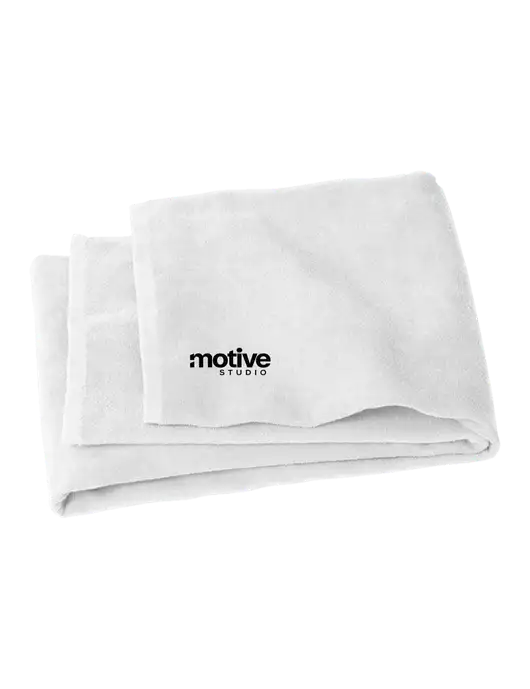 White Beach Towel w/Motive Studio Logo