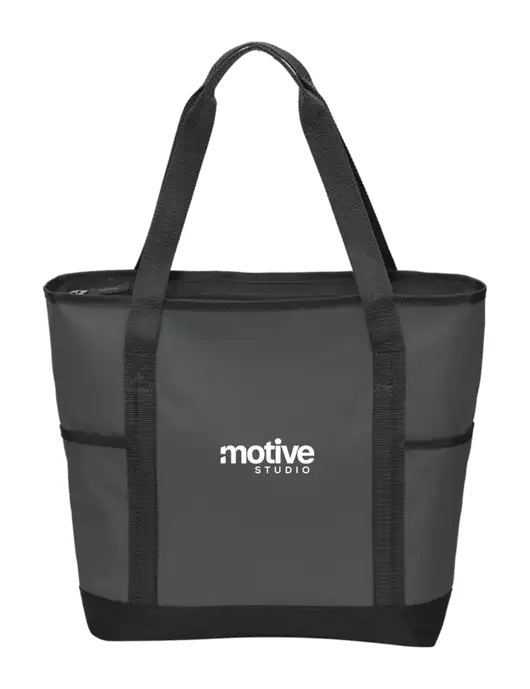 On the Go Charcoal/Black Tote  w/Motive Studio Logo