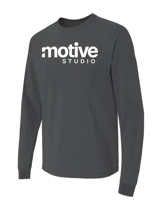 Comfort Colors Garment-Dyed Dark Grey Heather Heavyweight Long Sleeve T-Shirt w/Motive Studio Logo