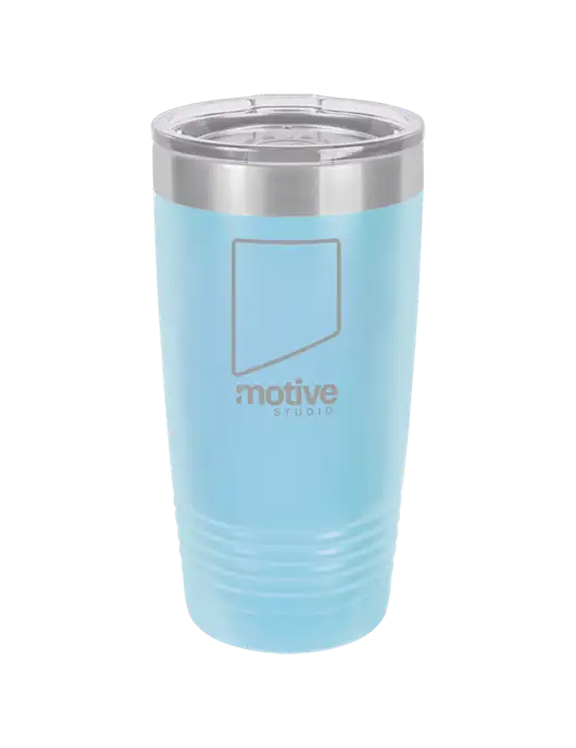 Polar Camel 20 oz Powder Coated Light Blue Vacuum Insulated Tumbler w/Motive Studio Logo