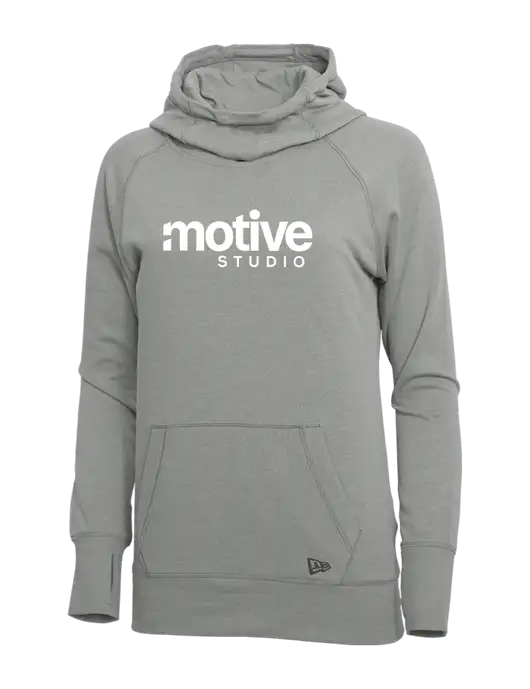 New Era Shadow Grey Heather Womens Tri-Blend Fleece Pullover Hoodie w/Motive Studio Logo