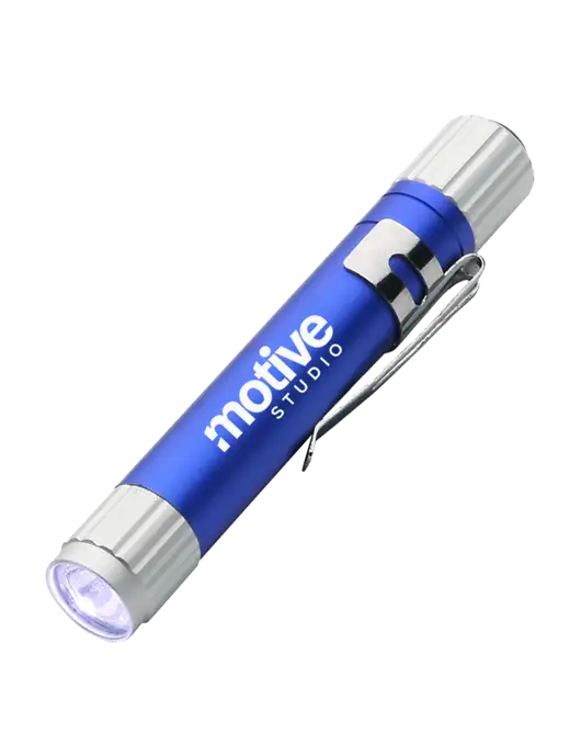 Blue Aluminum LED Penlight w/Motive Studio Logo