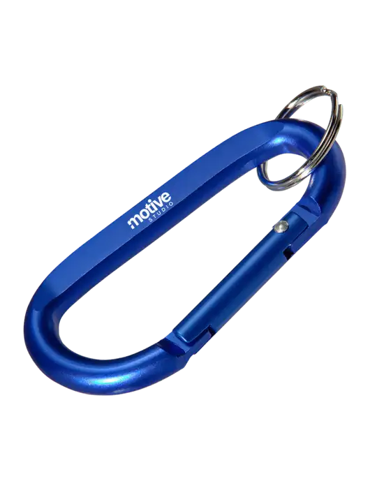 Blue Carabiner & Key Ring w/Motive Studio Logo