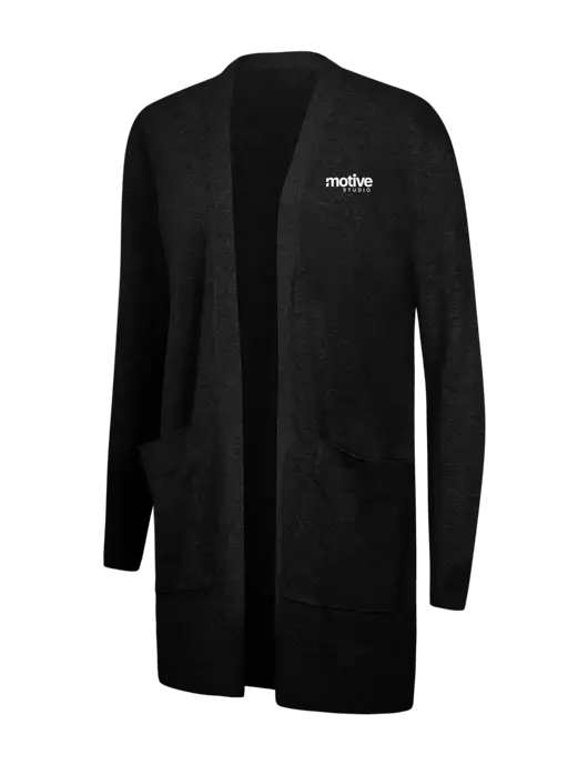 Mercer+Mettle Womens Black Open Front Cardigan Sweater w/Motive Studio Logo