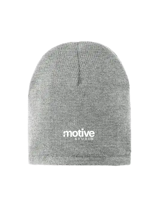 Dark Medium Grey Fleece-Lined Beanie Cap w/Motive Studio Logo
