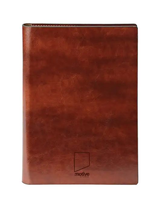 Fabrizio Brown 7 x 9.625 Padfolio & Notepad w/Motive Studio Logo