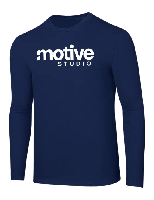 Ring Spun Navy 4.5 oz Long Sleeve T-Shirt w/Motive Studio Logo