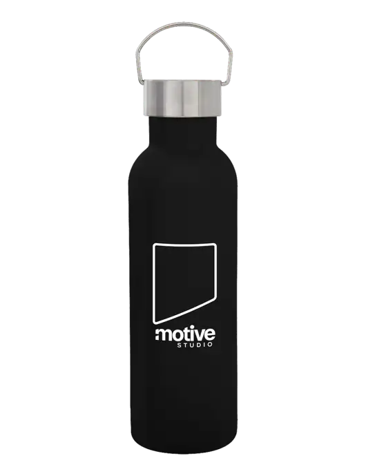 28 oz Black Bubbli Stainless Steel Bottle w/Motive Studio Logo