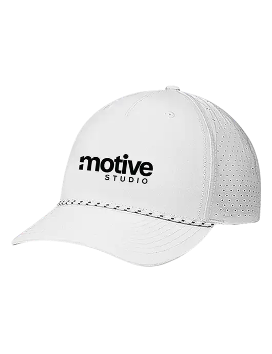 Richardson Laser Perf Performance White/White-Black Rope Cap w/Motive Studio Logo