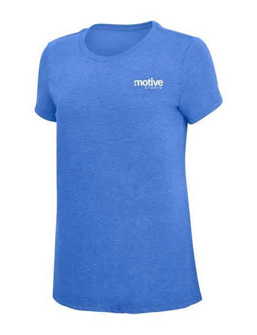 Womens Simply Soft Royal Frost 4.5oz  Poly/Combed Ring Spun Cotton T-Shirt w/Motive Studio Logo