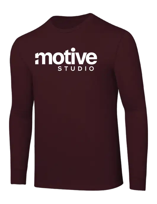 Core Blend Maroon Long Sleeve Tee w/Motive Studio Logo