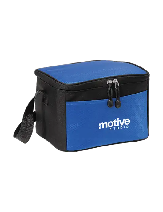 6 Can Twilight Blue/Black Cube Cooler w/Motive Studio Logo