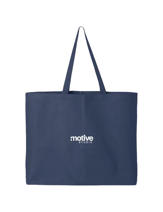 Sturdy Canvas Navy Tote w/Motive Studio Logo