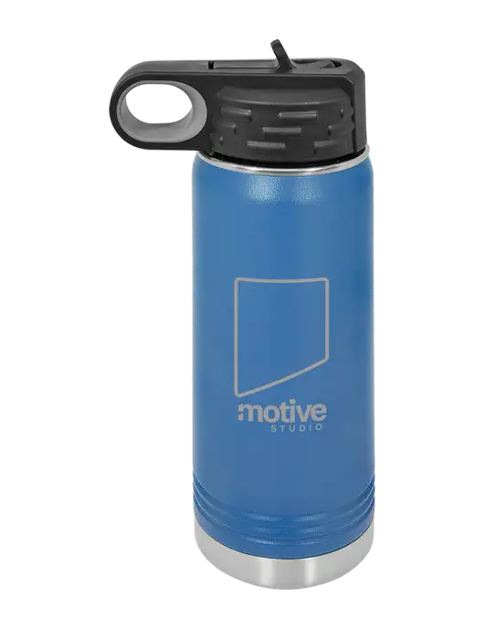 Polar Camel 20 oz Powder Coated Royal Vacuum Insulated Water Bottle w/Motive Studio Logo