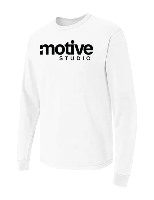 Comfort Colors Garment-Dyed White Heavyweight Long Sleeve T-Shirt w/Motive Studio Logo