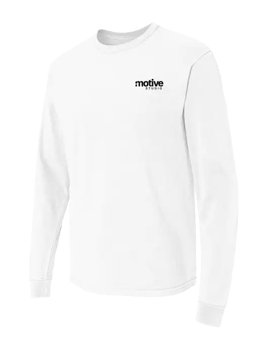 Comfort Colors Garment-Dyed White Heavyweight Long Sleeve T-Shirt w/Motive Studio Logo