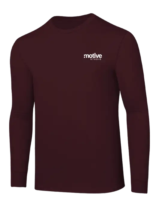 Core Blend Maroon Long Sleeve Tee w/Motive Studio Logo