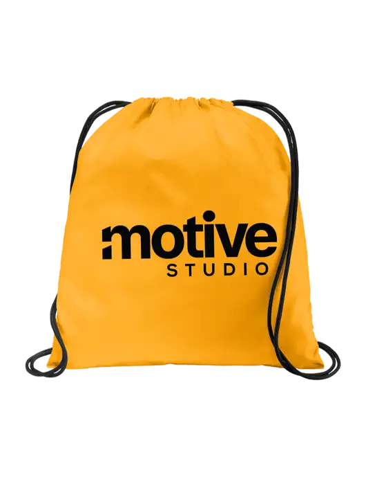 Drawstring Gold Cinch Pack w/Motive Studio Logo