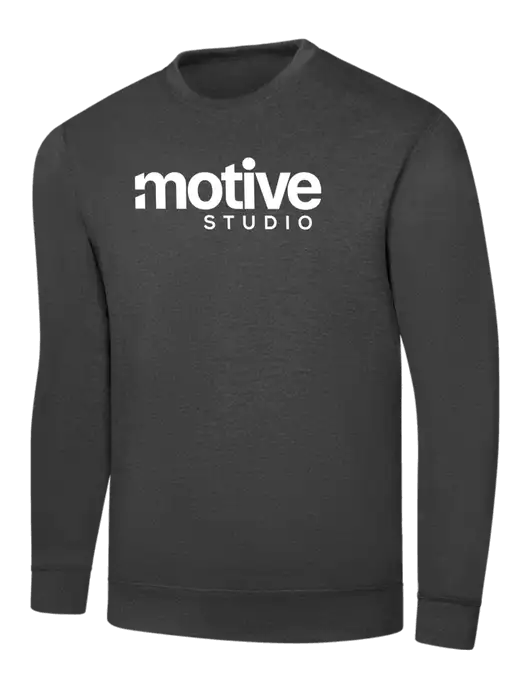 Dark Heather Grey 7.8 oz Ring Spun Crew Sweatshirt w/Motive Studio Logo