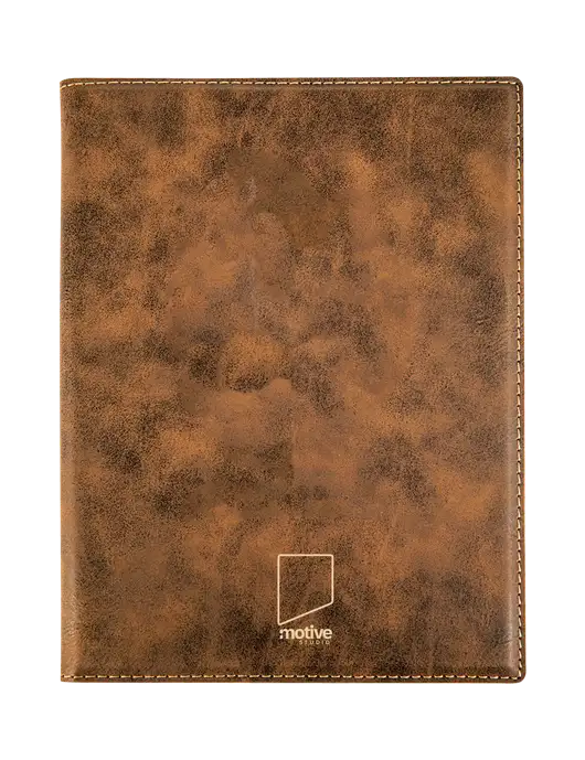 Rustic Leatherette 7 x 9 Portfolio with Notepad w/Motive Studio Logo