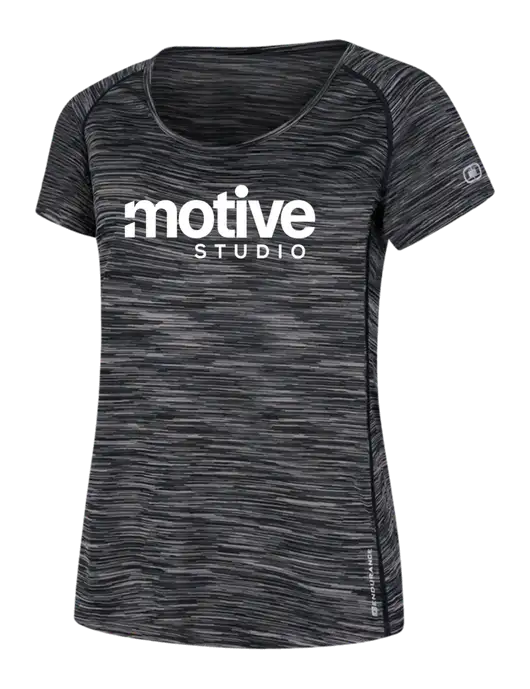 OGIO Womens Black Space Dye Verge Scoop Neck w/Motive Studio Logo