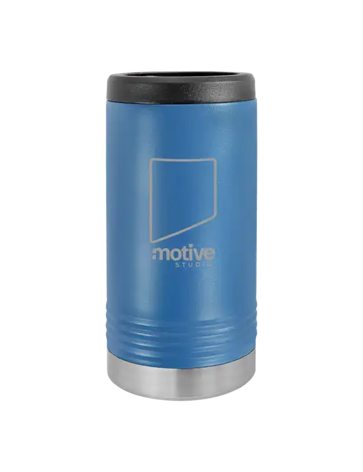 Polar Camel Powder Coated Royal Blue Vacuum Insulated Slim Beverage Holder w/Motive Studio Logo