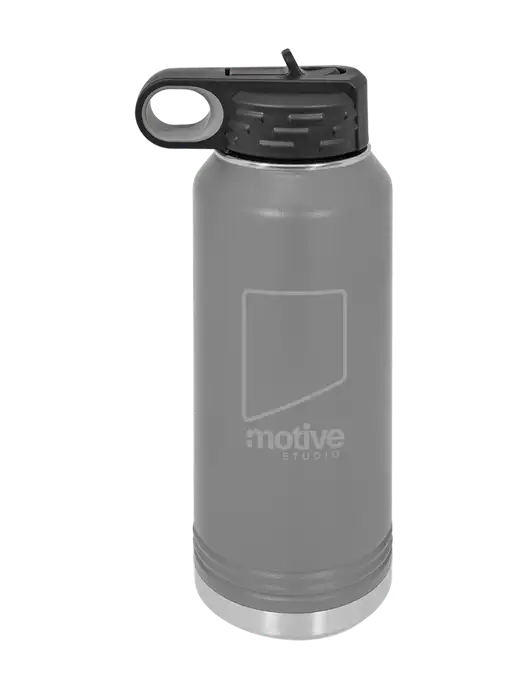 Polar Camel 32 oz Powder Coated Grey Vacuum Insulated Water Bottle w/Motive Studio Logo
