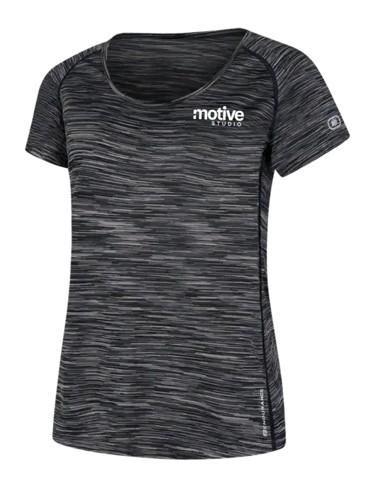 OGIO Womens Black Space Dye Verge Scoop Neck w/Motive Studio Logo