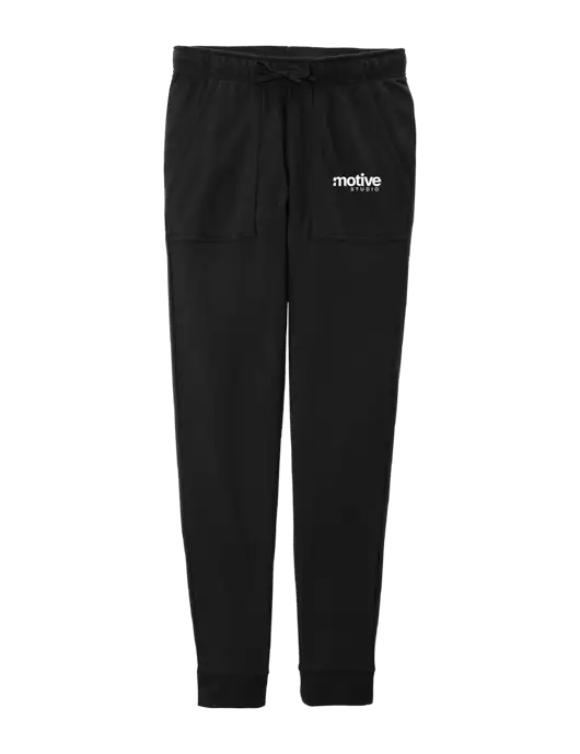 Womens Posicharge Tri-blend Wicking Black Triad Solid Fleece Jogger w/Motive Studio Logo
