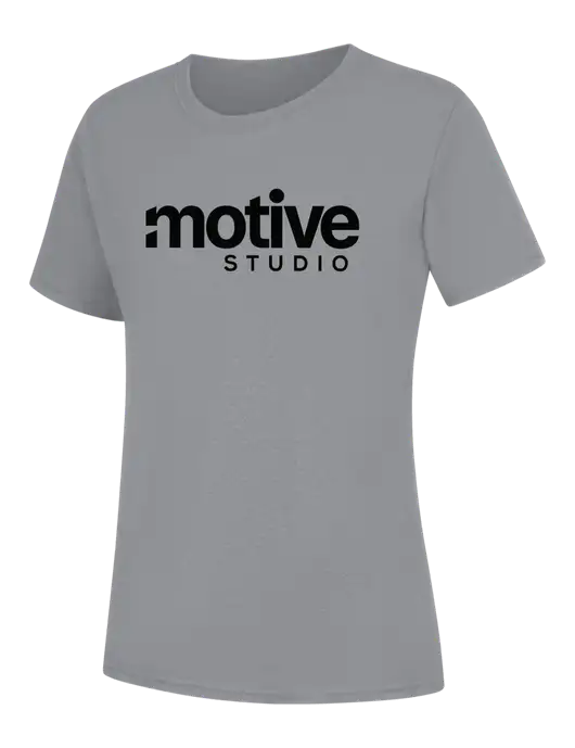 Womens Light Grey Heather Core Blend Tee w/Motive Studio Logo