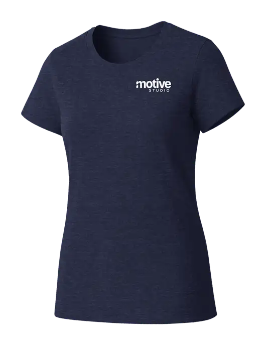 Womens Seriously Soft Heathered Navy T-Shirt w/Motive Studio Logo