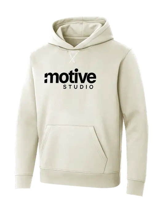 Allmade White Sand Organic French Terry Pullover Hoodie w/Motive Studio Logo