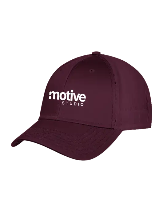 Maroon Mesh with Maroon Stitching on Bill Trucker Cap Snap Back w/Motive Studio Logo