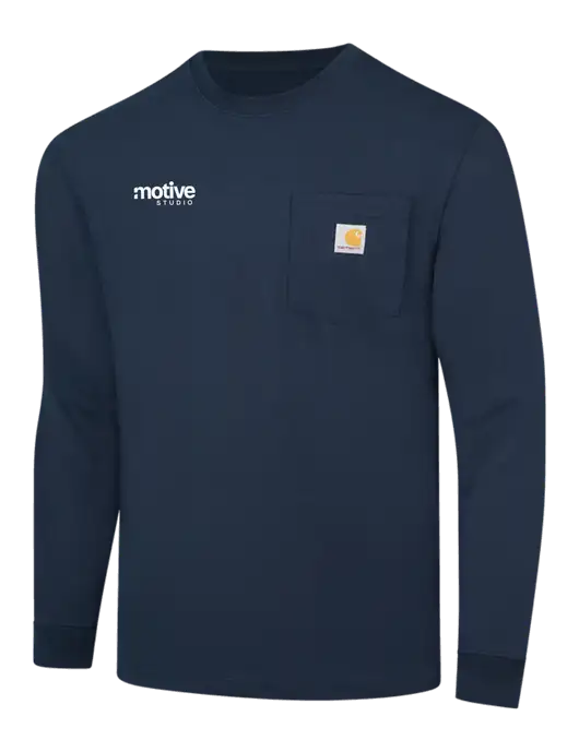 Carhartt Navy Workwear Pocket Long Sleeve T-Shirt w/Motive Studio Logo