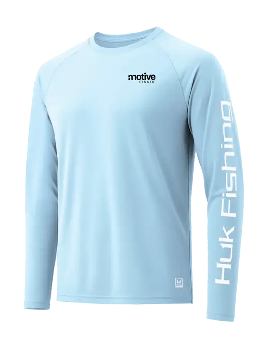 HUK Light Blue LoPro Pursuit Long Sleeve T-Shirt w/Motive Studio Logo