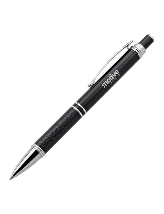 Black Stellar Scribe Pen - Black Ink w/Motive Studio Logo