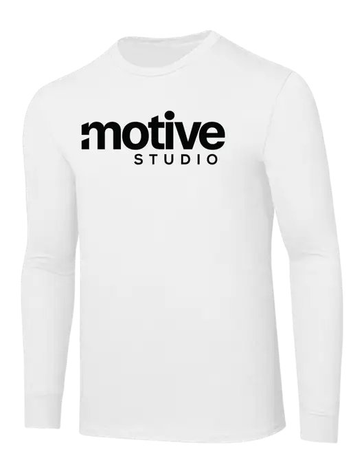 Core Blend White Long Sleeve Tee w/Motive Studio Logo