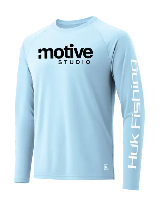 HUK Light Blue LoPro Pursuit Long Sleeve T-Shirt w/Motive Studio Logo