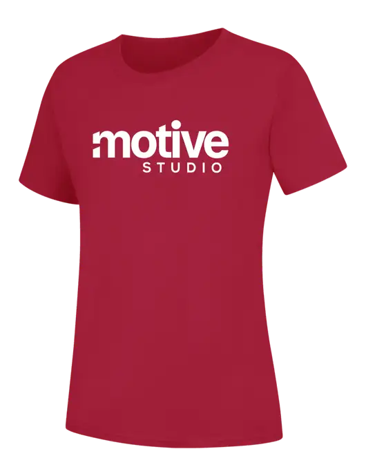 Womens Red Core Blend Tee w/Motive Studio Logo