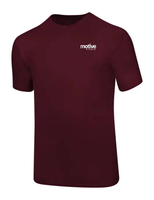 Ring Spun Maroon 4.5 oz T-Shirt w/Motive Studio Logo